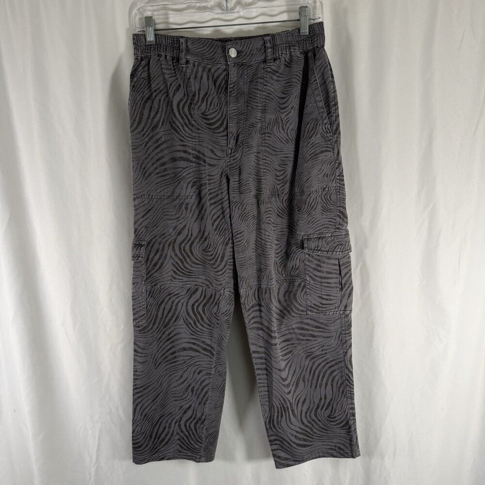 Pilcro Cargo Jogger Women's 28 Grey Animal Print High Rise Ankle Stretch Waist